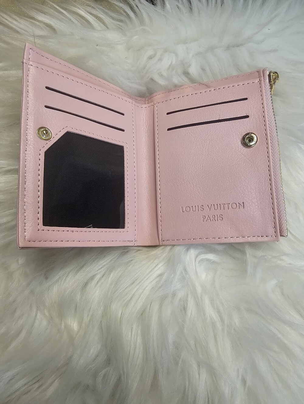 Pink and White Slim Wallet With Coin Pouch - Picture 5 of 7